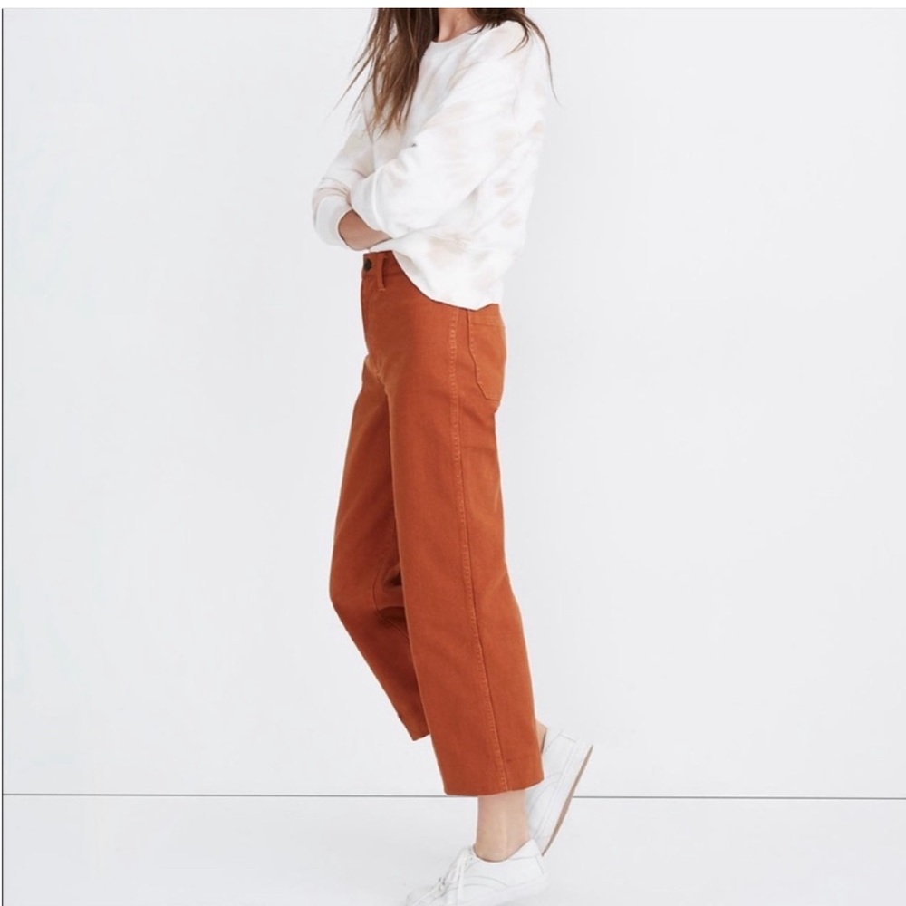 Madewell Slim Emmett Wide Leg Crop Pants in burnt Orange. Size 26